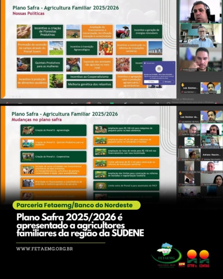 Fetaemg e Banco do Nordeste promovem encontro virtual sobre o Plano Safra 2025/2026