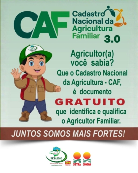 O Cadastro da Agricultura Familiar (CAF) é o principal instrumento de reconhecimento do agricultor e da agricultora familiar às políticas públicas. O Cadastro da Agricultura Familiar (CAF) é o principal instrumento de reconhecimento do agricultor e da agricultora familiar às políticas públicas.